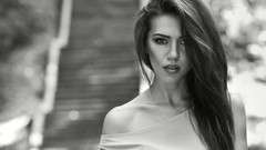 Black and white woman monochrome brunettes models