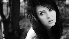 Black and white woman monochrome brunettes teen