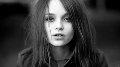 Black and white woman monochrome brunettes teen