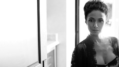 Black and white woman monochrome Emmanuelle Chriqui hair up