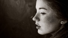 Black and white woman monochrome freckles