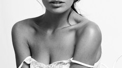 Black and white woman monochrome freckles Simple Background