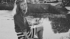 Black and white woman monochrome lakes