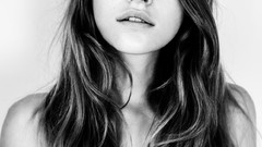 Black and white woman monochrome long hair brunettes models 