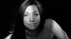 Black and white woman monochrome shoulders brunettes Womens 