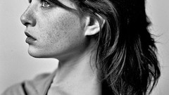 Black and white woman monochrome shoulders freckles