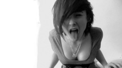 Black and white woman monochrome tongue brunettes models boobs 