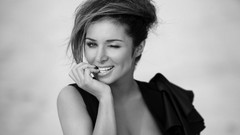 Black and white woman monochrome wink grayscale