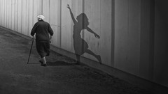 Black and white woman old young