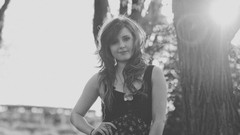 Black and white woman outdoors long hair grayscale