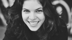 Black and white woman smiley faces models