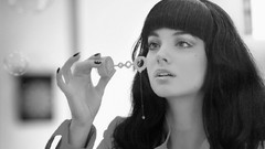 Black and white woman soap long hair