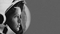 Black and white woman space suits grayscale