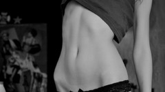 Black and white woman stomach legs t-shirts underwear panties