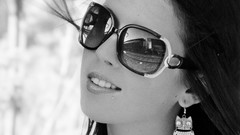 Black and white woman sunglasses portraits
