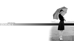 Black and white woman Umbrellas classy Actress zooey deschanel