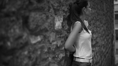 Black and white woman waiting brunettes