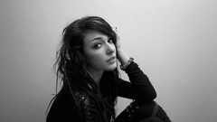 Black and white woman white background faces monochrome 