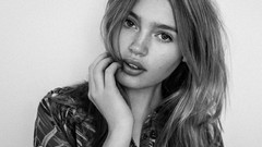 Black and white woman white background monochrome blondes 