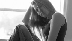 Black and white woman windows monochrome models