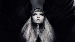 Black and white woman wings fantasy art