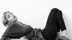 Black and white young Scarlett Johansson leggings