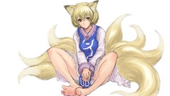 Black Anime blondes barefoot short hair yellow eyes touhou 