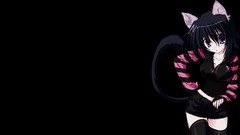 Black background anime girls nekomimi tails Simple Background 