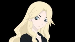 Black background faces earrings blondes long hair anime girls 