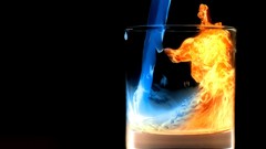 Black background glass fire