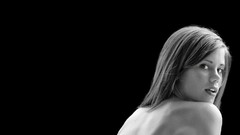 Black background grayscale Little Caprice