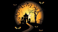 Black background Halloween bats spooky digital art vector art