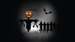 Black background Halloween pumpkins bats digital art vector art