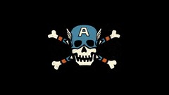 Black background Jolly Roger skulls captain america minimalistic