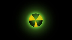 Black background Nuclear minimalistic radiation symbol
