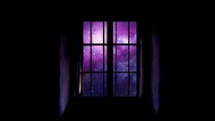 Black background outer space window panes