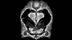 Black background Ravens symbolism drawings paganism