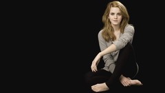 Black background sitting Actress barefoot emma watson