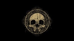 Black background skulls artwork