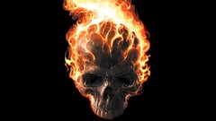 Black background skulls flaming