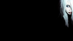 Black background white hair faces