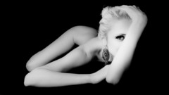 Black background woman earrings