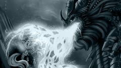 Black black and white Monsters creatures digital art fantasy 