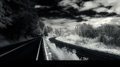 Black black and white roads grayscale
