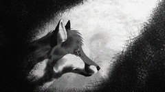 Black black and white white sadness sad drawings nothing foxes