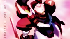 Black blue clouds red purple Anime mechanical anime girls 