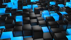 Black blue cubes abstract 3d 3D view