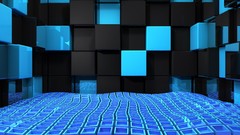 Black blue cubes abstract 3D renders