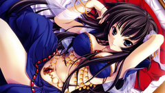 Black blue eyes hair bed com breasts konachan