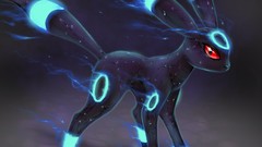 Black blue lights Tron red eyes Pokemon umbreon neon smoke